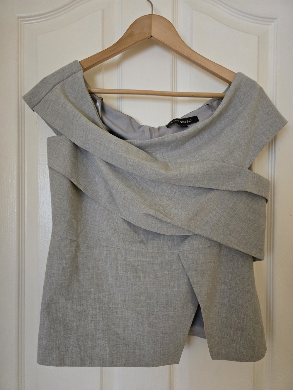 LOFT Versa Asymmetrical Off The Shoulder Top Grey 12